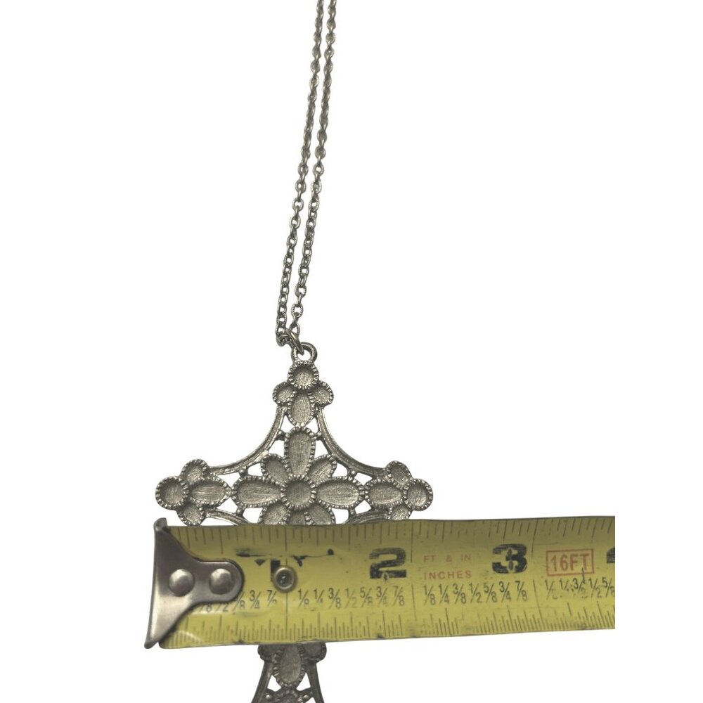 Sacred Grace Cross pendant blank BIG 3.5” floral necklace 23” religious gift - Picture 12 of 13